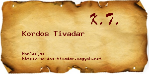Kordos Tivadar névjegykártya