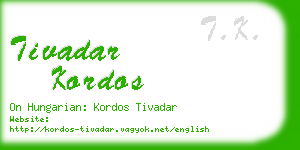 tivadar kordos business card